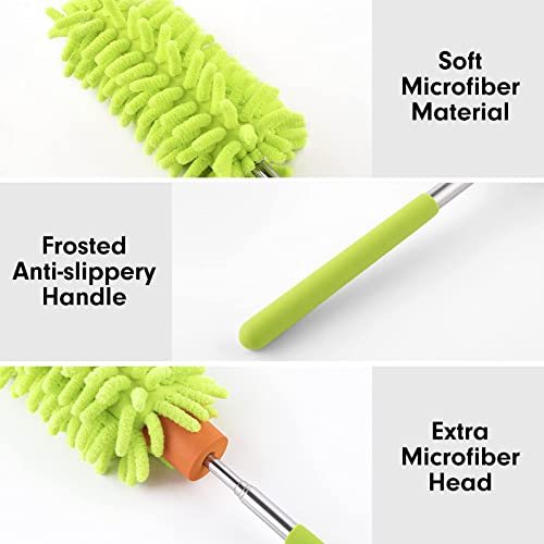 Microfiber Duster for Cleaning, Tukuos Hand Washable Dusters with 2pcs Replace Microfiber Head, Extendable Pole, Detachable Cleaning Brush Tool for Office, Car, Window, Furniture, Ceiling Fan - Image 3